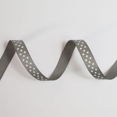 Bobinette ruban 4mx10mm Gros grain pois Gris foncé