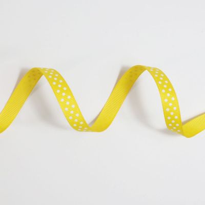 Bobinette ruban 4mx10mm Gros grain pois Jaune