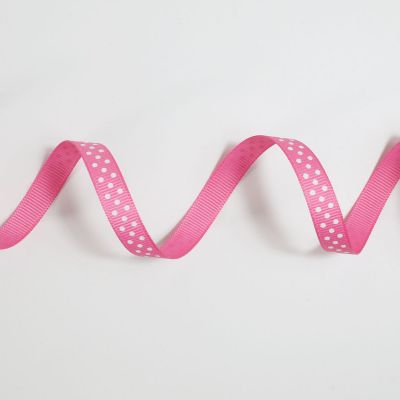 Bobinette ruban 4mx10mm Gros grain pois Rose Framboise