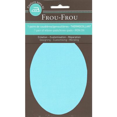 Genouillères-coudières thermocollantes Frou-frou 8, x12,1cm Uni Bleu lagon