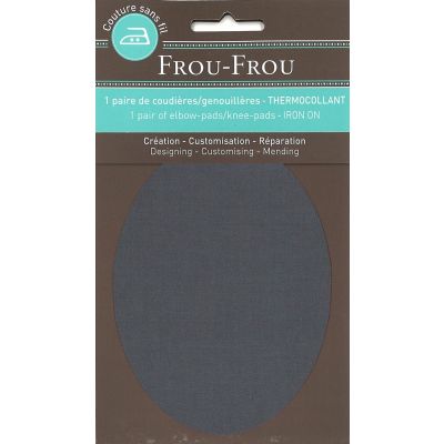 Genouillères-coudières thermocollantes Frou-frou 8, x12,1cm Uni Gris foncé
