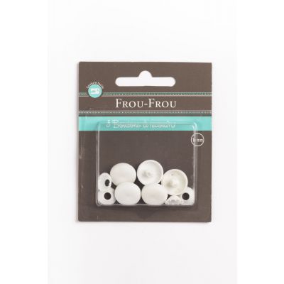 5 Boutons mercerie à recouvrir Blanc 15mm